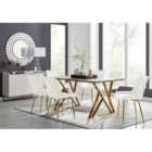 Furniture Box Taranto Oak Effect Dining Table and 6 Cream Pesaro Gold Leg Chairs