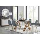 Furniture Box Taranto Oak Effect Dining Table and 6 Grey Corona Gold Leg Chairs