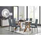 Furniture Box Taranto Oak Effect Dining Table and 6 Grey Milan Black Leg Chairs
