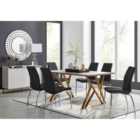 Furniture Box Taranto Oak Effect Dining Table and 6 Black Isco Chairs