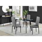 Furniture Box Malmo Glass and Black Leg Dining Table & 4 Grey Milan Black Leg Chairs