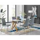 Furniture Box Taranto White High Gloss Dining Table and 6 Grey Isco Chairs