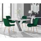 Furniture Box Monza 4 White/Grey Dining Table and 4 Green Pesaro Gold Leg Chairs