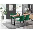 Furniture Box Kylo Brown Wood Effect Dining Table and 4 Green Pesaro Silver Chairs