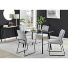 Furniture Box Malmo Glass and Black Leg Dining Table & 4 Light Grey Halle Chairs