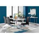 Furniture Box Kylo White High Gloss Dining Table and 6 Black Lorenzo Chairs