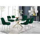 Furniture Box Leonardo 6 Gold Dining Table and 6 Green Pesaro Silver Leg Chairs
