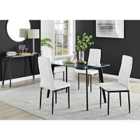 Furniture Box Malmo Glass and Black Leg Dining Table & 4 White Milan Black Leg Chairs