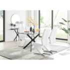 Furniture Box Leonardo Black Leg Glass Dining Table and 4 White Willow Chairs