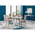 Furniture Box Kylo White High Gloss Dining Table and 6 Cappuccino Milan Black Leg Chairs