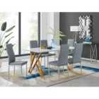 Furniture Box Taranto White High Gloss Dining Table and 6 Grey Milan Chairs