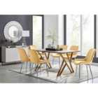 Furniture Box Taranto Oak Effect Dining Table and 6 Mustard Pesaro Silver Leg Chairs