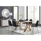 Furniture Box Taranto Oak Effect Dining Table and 6 Black Corona Silver Leg Chairs