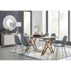 Furniture Box Taranto Oak Effect Dining Table and 6 Grey Corona Silver Leg Chairs