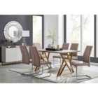 Furniture Box Taranto Oak Effect Dining Table and 6 Cappuccino Lorenzo Chairs