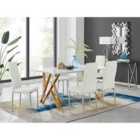 Furniture Box Taranto White High Gloss Dining Table and 6 White Milan Chairs