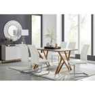 Furniture Box Taranto Oak Effect Dining Table and 6 White Lorenzo Chairs
