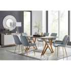 Furniture Box Taranto Oak Effect Dining Table and 6 Grey Pesaro Gold Leg Chairs