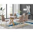 Furniture Box Taranto White High Gloss Dining Table and 6 Cappuccino Isco Chairs
