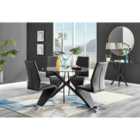Furniture Box Novara Black Leg 120cm Round Glass Dining Table and 4 Black Willow Chairs