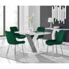 Furniture Box Monza 4 White/Grey Dining Table and 4 Green Pesaro Silver Leg Chairs