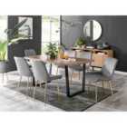 Furniture Box Kylo Brown Wood Effect Dining Table and 6 Grey Pesaro Gold Leg Chairs