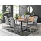 Furniture Box Kylo Brown Wood Effect Dining Table and 6 Grey Murano Chairs