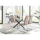 Furniture Box Leonardo Black Leg Glass Dining Table and 4 Cappuccino Murano Chairs