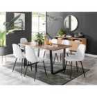Furniture Box Kylo Brown Wood Effect Dining Table and 6 White Corona Black Leg Chairs