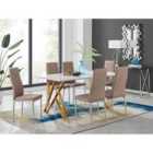 Furniture Box Taranto White High Gloss Dining Table and 6 Cappuccino Milan Chairs