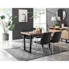 Furniture Box Kylo Brown Wood Effect Dining Table and 4 Black Pesaro Silver Leg Chairs