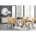 Furniture Box Taranto Oak Effect Dining Table and 6 Mustard Pesaro Black Leg Chairs