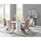 Furniture Box Palma White High Gloss Round Dining Table and 6 Cappuccino Willow Chairs