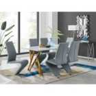 Furniture Box Taranto White High Gloss Dining Table and 6 Grey Willow Chairs
