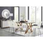 Furniture Box Taranto Oak Effect Dining Table and 6 Cream Pesaro Silver Leg Chairs
