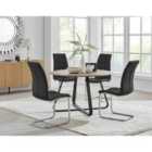 Furniture Box Santorini Brown Round Dining Table and 4 Black Murano Chairs