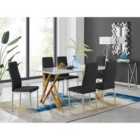 Furniture Box Taranto White High Gloss Dining Table and 6 Black Milan Chairs