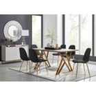 Furniture Box Taranto Oak Effect Dining Table and 6 Black Corona Gold Leg Chairs