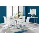 Furniture Box Kylo White High Gloss Dining Table and 6 White Lorenzo Chairs