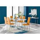 Furniture Box Kylo White High Gloss Dining Table and 6 Mustard Milan Chrome Leg Chairs