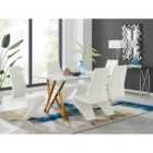 Furniture Box Taranto White High Gloss Dining Table and 6 White Willow Chairs