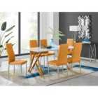 Furniture Box Taranto White High Gloss Dining Table and 6 Mustard Milan Chairs