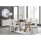 Furniture Box Taranto Oak Effect Dining Table and 6 White Milan Black Leg Chairs