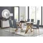 Furniture Box Taranto Oak Effect Dining Table and 6 Grey Gold Leg Milan Chairs