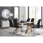 Furniture Box Taranto Oak Effect Dining Table and 6 Black Murano Chairs