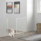 PawHut Dog Gate Wide Stair Gate w/ Door Pressure Fit Pets Barrier for Doorway, Hallway, 76H x 75-145W cm - White