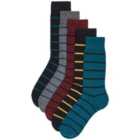 M&S Mens Cushioned Striped Socks, 5 Pack