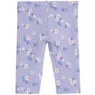 M&S Girls Collection Cotton Rich Floral Leggings, 0 Months-3 Years, Purple