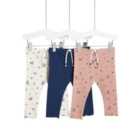 M&S Cotton Floral Draw Cord Leggings, 3 Pack, 0 Months-3 Years