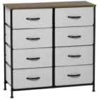 HOMCOM 8 Drawer Fabric Chest Of Drawers w/ Wooden Top - Grey